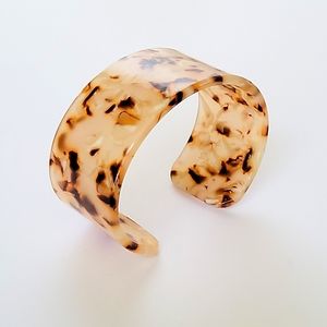 Andante,Brown & Tan Leopard/Animal-Inspired Wide Cuff Translucent Resin Bracelet